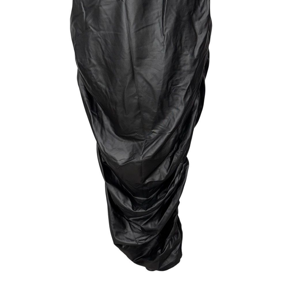 NWT SHEIN Solid Black Faux Leather Midi V Neck Sleeveless Body con Dress 3 XL - Picture 5 of 11